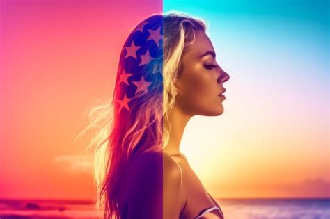 Premium Ai Image Summer Themed Double Exposure Bikini Portrait