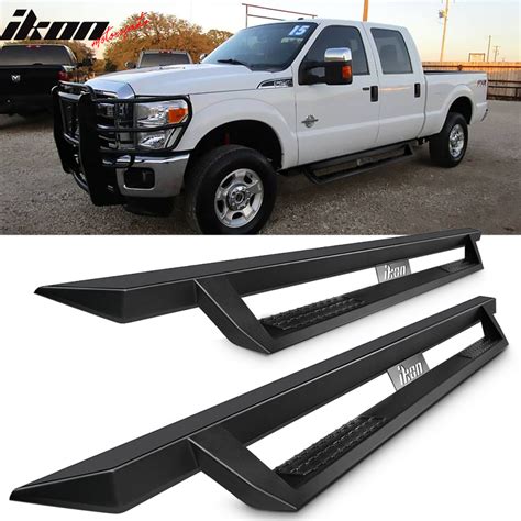 1999 2016 Ford F 250 Super Duty Crew Cab Ikon V1 Style Running Boards Black Side Step Nerf Bars