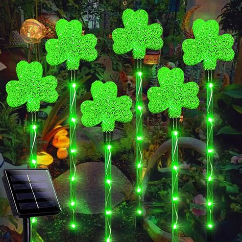 Slttxntt Shamrock Solar Lights For St Patrick S Day Decorations