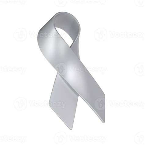 Brain Cancer 3d grey ribbon sign transparent. Awareness Month Symbol