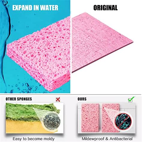 Multicolor Compressed Cellulose Sponge Eco Friendly Biodegradable Kitchen Dish Washing Cleaning