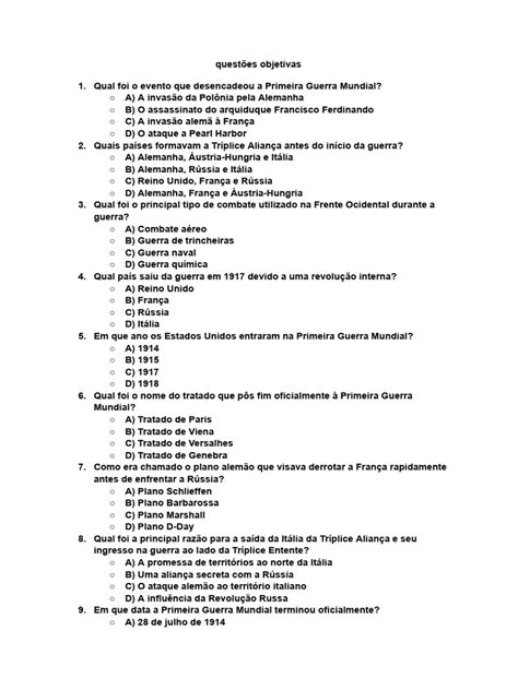PG8 Questões | PDF | Primeira Guerra Mundial | Império Alemão