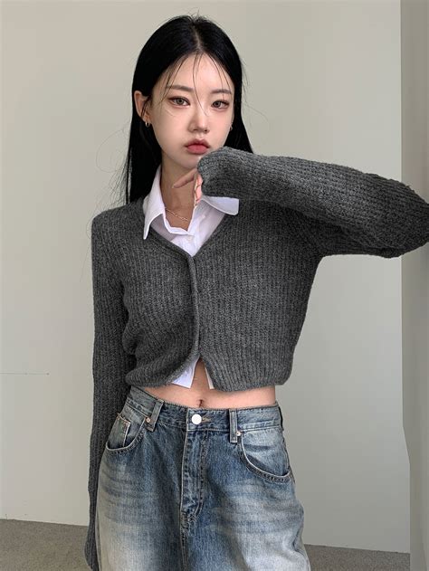 Dazy Kpop Cárdigan Crop Tejido De Canalé Moda De Mujer Shein México