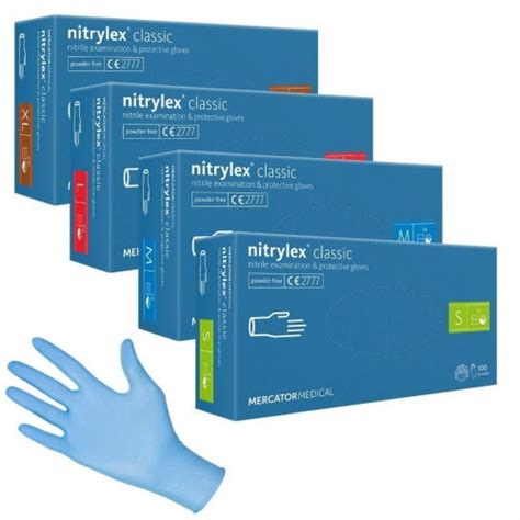 MERCATOR Nitrylex Classic перчатки нитриловые 100шт упак размеры