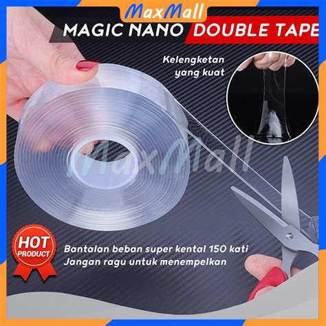 Jual DOUBLE TAPE TRANSPARAN UKURAN 1M 3M 5M Selotip Isolasi Bening