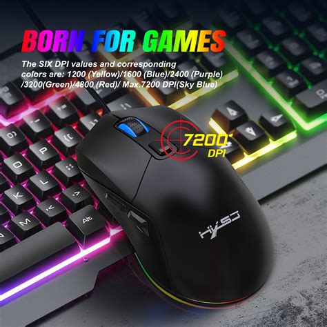 Hxsj X Rgb Gaming Mouse Backlit Wired Ergonomic Button