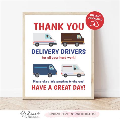 Delivery Driver Snacks Sign Printable Delivery Driver Treats Etsy