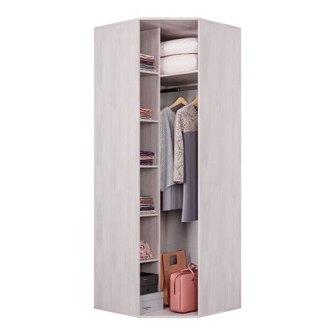 Шкафы - Шкаф угловой Кимберли ШК-28 ясень белый, белый глянец