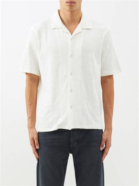 Rag Bone Flame Avery Slubbed Cotton Short Sleeved Shirt White