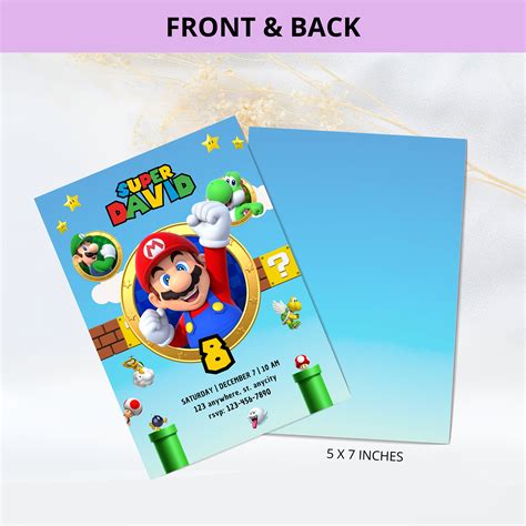 Super Mario Birthday Invitation Mario Bros Invitation Kid Invite