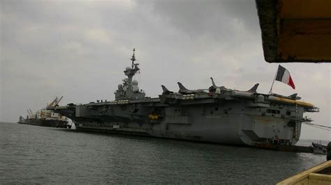 1000 X 563 French Aircraft Carrier Charles De Gaulle In Goa During The