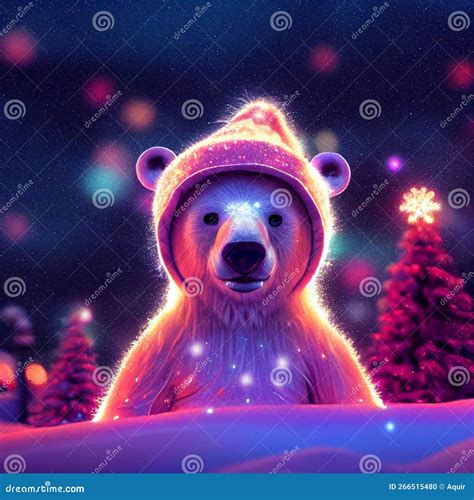 Christmas Polar Bear In The Winter Landscape Polar Bear Santa Magical