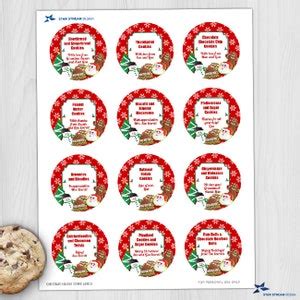 Printable Christmas Cookie Labels Stickers Circles Etsy