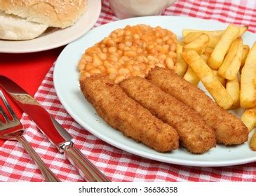 Fish Fingers Chips Baked Beans Stock Photo 36636358 Shutterstock