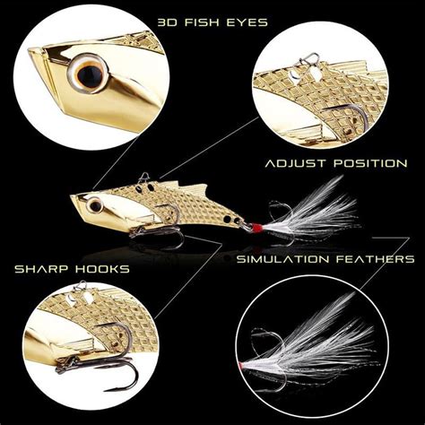 Buy Fishing Lures Pcs Metal Vib Hard Spinner Blade Baits Feathers