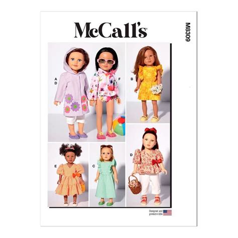 Mccalls Sewing Pattern M8309 Doll Clothes White