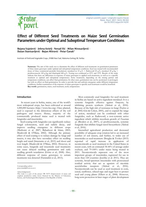 (PDF) Effect of different seed treatments on maize seed germination ...