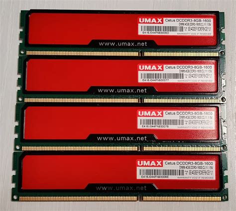 Yahooオークション 【動作確認済】umax Cetus Ddr3 1600 4gb 4枚 計