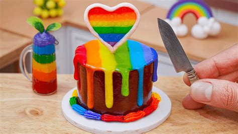 Miniature Rainbow Chocolate Cake Decorating With Mandm Candy 🌈rainbow