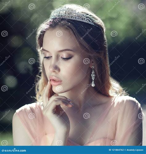 Portrait Of A Young Girl In A Pink Dress Stock Photo Image Of Face