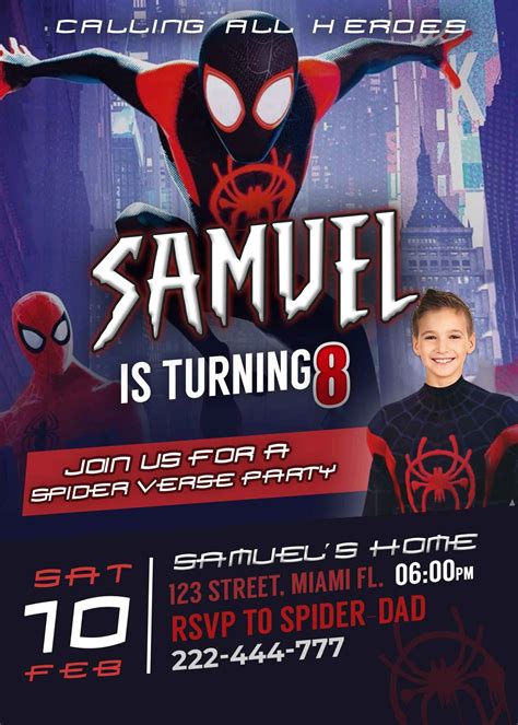 Spiderman Birthday Invitation Miles Morales Costume Oscarsitosroom