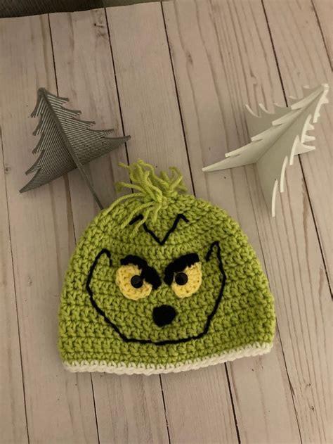 Grinch Hat Beanie Etsy Fall Crochet Patterns Baby Halloween