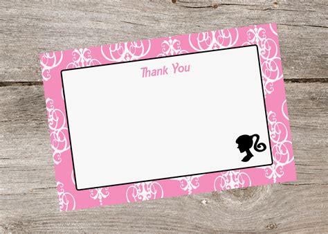 Vintage Barbie Thank You Card Digital By Partyflairdesigns