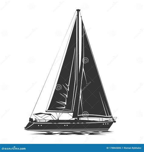 Sailing Yacht Vector Silhouette Stock Vector Illustration Of Isolated