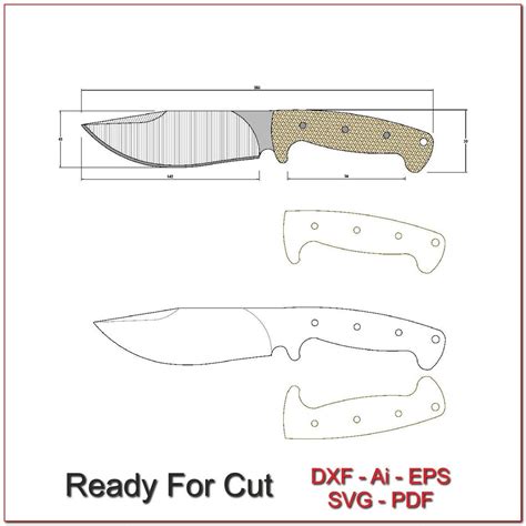 Knife Drawing Dxf Knife Templates Dxf Ready For Cut Custom Etsy Australia