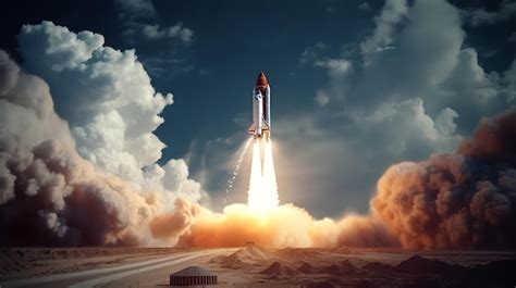 Premium AI Image | Space rocket launch going to space