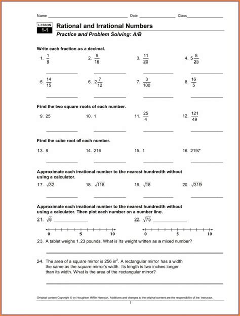 Rational And Irrational Numbers Worksheet Grade 9 Pdf Worksheet