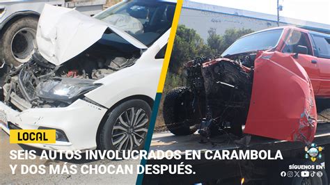 Seis autos involucrados en carambola y dos más chocan después en la Vía