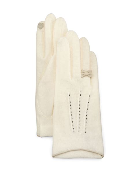 Lyst Portolano Cashmere Blend Gloves W Leather Bow In White