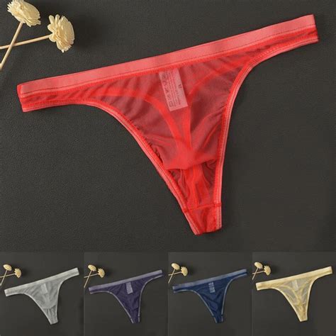 MEN SEAMLESS BRIEFS Underwear Thongs Transparent Sheer Low Rise Bikini G String EUR 5 24