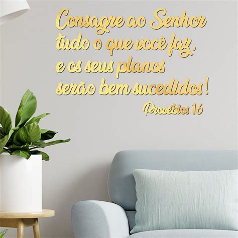 Espelho Consagre ao senhor tudo o que você faz Dourado BRPF Decor