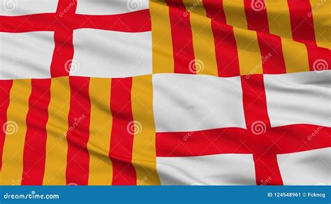 Barcelona City Flag Spain Closeup View Stock Illustration