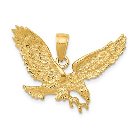 14k Yellow Gold Soaring Eagle Pendant 3 4in C2425 Joy Jewelers