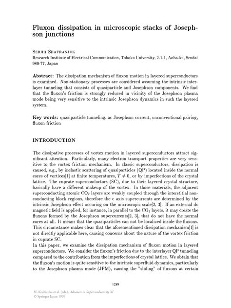 PDF Fluxon Dissipation In Microscopic Stacks Of Josephson Junctions