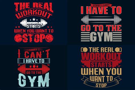 motivational quotes for workout T-shirt Design, Gym-Fitness T-shirt Design Bundle 13671356 ...