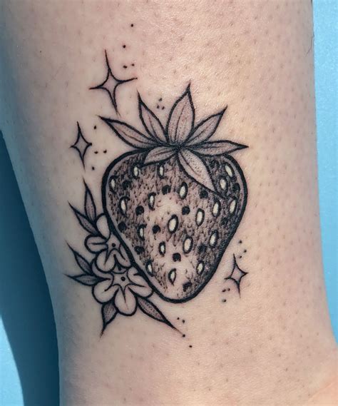 Sparkly Strawberry Tattoo Strawberry Tattoo Fruit Tattoo Small Tattoos