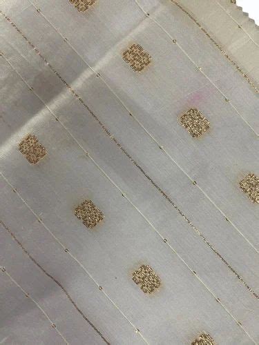 Chanderi Butta Zari Fabrics Batik Prints White At Rs Meter In Surat