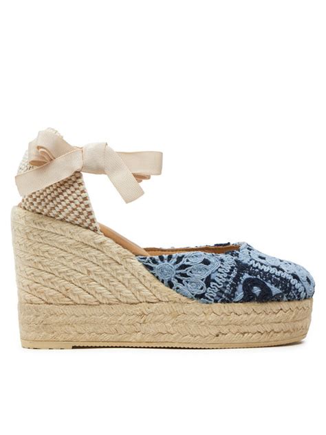 Manebi Espadryle Yucatan Wedge Espadrilles G 0 4 WV Niebieski Modivo Pl