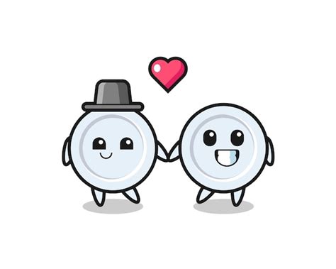 Premium Vector Plate Cartoon Character Couple With Fall In Love Gesture