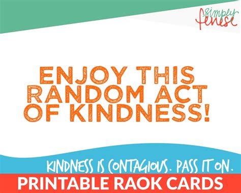 Printable Random Act Of Kindness Cards Raok Diy Printable Etsy