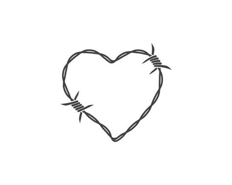 Two Shapes Of Heart Vector Silhouette Of Barbed Wire Stock Vector