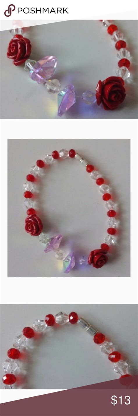 Handcrafted Plastic Bead Glass Rose Bracelet 8 Handcraft Glass