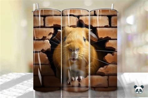 Guinea Pig 3D Cracked Hole Tumbler Wrap Graphic By Pandastic Creative