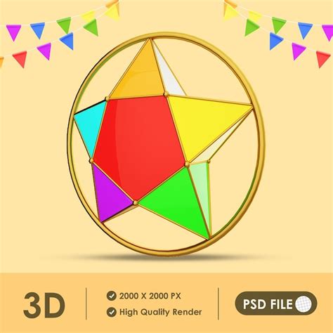 PSD Feliz Khmer Ano Novo Estrela 3d PSD Premium