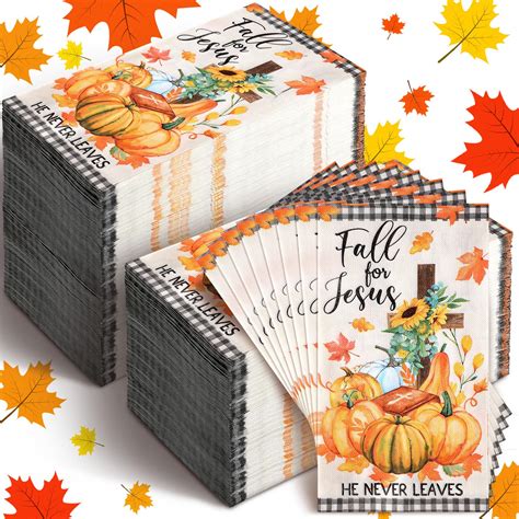 200 Pcs Fall For Jesus Pumpkin Napkins Autumn Guest Napkins Disposable