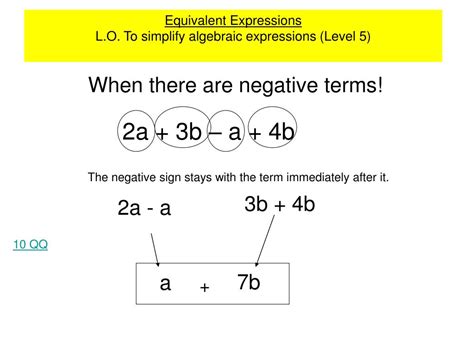 Ppt Equivalent Expressions L O To Simplify Algebraic Expressions